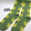 Green Cannabis Socks with Yellow Cannabis Leafs