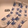 White Cannabis Socks with baby blue Cannabis Leafs