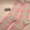 White Cannabis Socks with pink Cannabis Leafs
