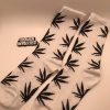 White Cannabis Socks with black Cannabis Leafs