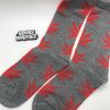 Gray Cannabis Socks with Red Leafs