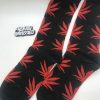 Weed Socks Black with Red Leafs