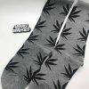 Gray Weed Socks with black marijuana Leafs