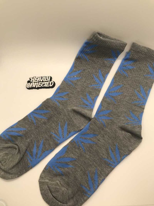 Cannabis Socks Gray with Blue Leafs